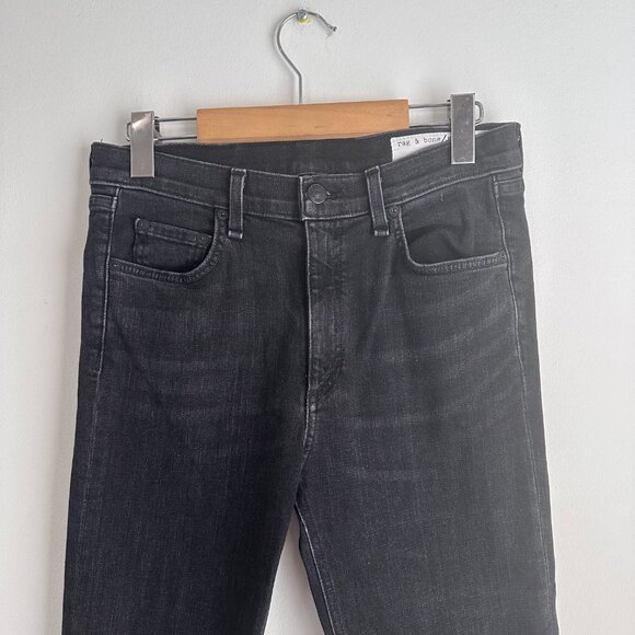 Rag and Bone Hana Mini Flare Cropped Frayed Hem Jeans Black Croyden in Size 28 - Picture 4 of 8